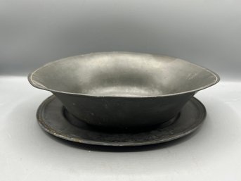 Pewter Bowl & Plate - 2 Pieces