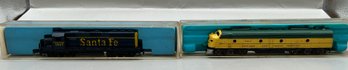 Atlas N Scale Santa Fe And Atlas Chicago And North Western Diesel Model Trains, 2 Piece Lot