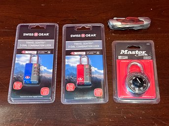 Swiss Gear Locks, Master Lock & Swiss Army Knife - 4 Piece Lot