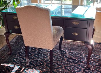 Solid Wood Office Desk Glass Top With Chair