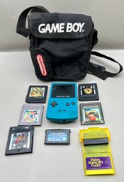 Game Boy Color, Carrying Case, 7 Games And Mega Memory Card, 10 Piece Lot