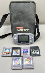 Game Boy Advance, Carrying Case And 6 Games, 8 Piece Lot