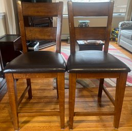 Wood Upholstered Kitchen Chairs - 2 Piece Lot