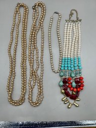 Costume Jewelry Beaded Necklaces, 4 Piece Lot