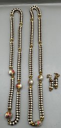 Costume Jewelry Beaded Necklaces And Earrings, 4 Piece Lot