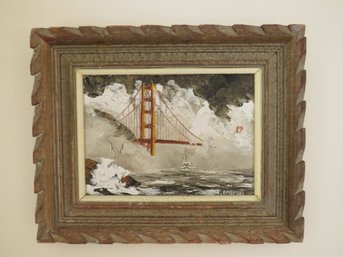 Golden Gate Bridge Oil Painting On Board & Framed