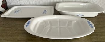 Corning Ware Serving Platter, Broil & Bake Tray, & Roaster - 3 Pieces