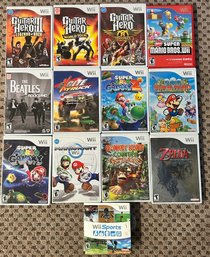 Wii Games, Guitar Hero, Zelda, Super Mario Galaxy, Donkey Kong Country Returns, 13 Piece Lot