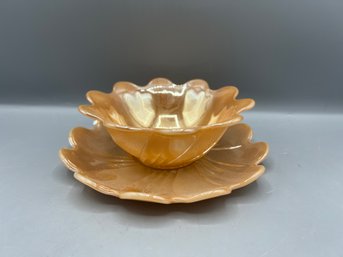Carnival Glass Marigold Finger Bowl & Saucer - 2 Pieces