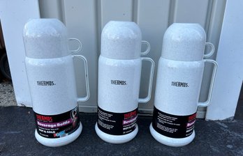 Thermos Beverage Bottle Hot And Cold, Insulated Glass Vacuum 36 Oz, Lot Of 3