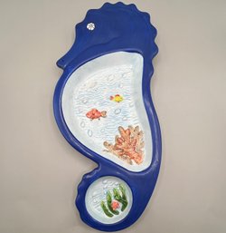 Ceramic Hand Painted Seahorse Serving Platter