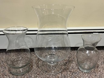 Large Glass Decorative Vases - 3 Piece Lot