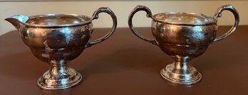 Sterling Silver Reinforced With Cement Creamer & Sugar Bowl - 5.58 OZT Total