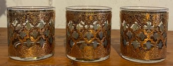 Culver Valencia 22k Gold Whiskey Glasses - 3 Pieces