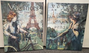 Vintage French Printed Canvas - 2 Pieces