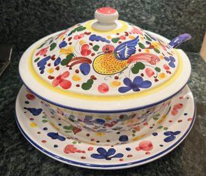 Deruta Hand Painted Soup Tureen Made In Italy