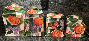 Fruit Hand Painted Canisters 4 Piece Lot