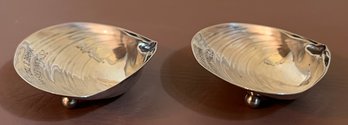 Wallace Sterling Silver Clam Shell Engraved Dishes 1.45 OZT Total - 2 Pieces