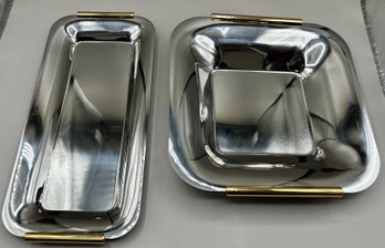 WMF Cromargan Square Silver Fruit Bowl And WMF Rectangular Silver Serving Plate, 2 Piece Lot