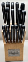 Wolfgang Puck Stainless Steel 15 Piece Knife Set In Wood Block