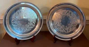 WM Rogers Silver Plated Serving Platters - 2 Pieces