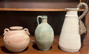 Pottery Vases/pitchers - 3 Piece Lot