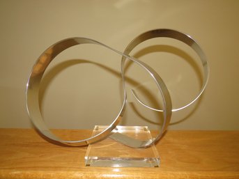 Dan Murphy Signed Lucite And Mixed Metal Table Top Abstract Sculpture Circa 1978