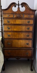 Antique Chippendale Style Mahogany Shell Carved Highboy On Ball & Claw Feet