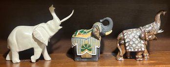 Assorted Lot Of Elephants Statues - 3 Pieces