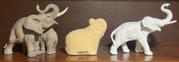 Assorted Lot Of Elephant Statues - 3 Piece Lot