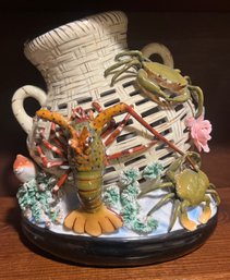 Japanese Coastal Regency Crustacean Sea Life Porcelain Lobster Koi Decorative Room Decor Sculpture