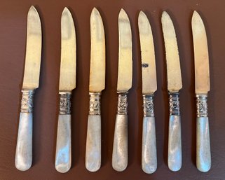 Landers Frary & Clark Sterling Silver & Mother Of Pearl Knives - 7 Pieces