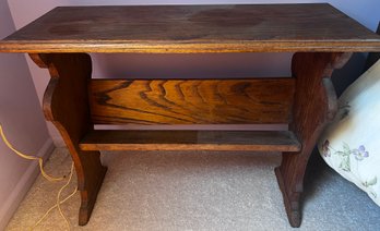 Library Oak Table With Book Storage