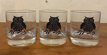 West Virginia Black Owl Cocktail Glasses - 3 Pieces