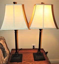 Metal Table Lamps With Shades - Set Of 2
