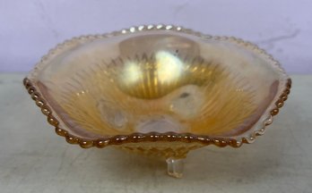 Vintage Mairgold Carnival Glass Footed Dish