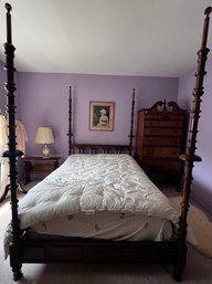 Mahogany 4 Post Carved Bed Frame- Full