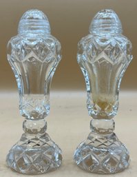 Vintage Cut Crystal Footed Salt & Pepper Shakers 2  Piece Lot