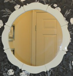 White Tile Round Wall Mirror
