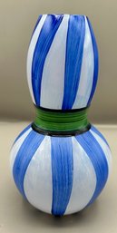 Kosta Boda Ulrika Hydman Vallian Hand Painted Blue Ribbon Vase
