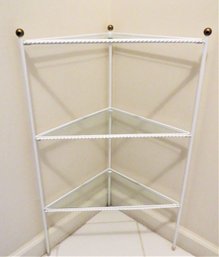 White Metal 3-tier Glass Corner Shelf