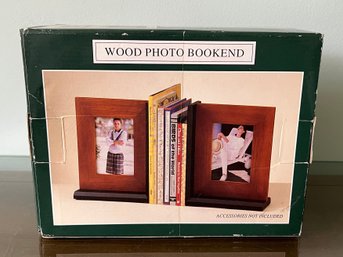 Wood Photo Bookend In Box / 3.5' X 5' Photo Frame / 2 Tone Cherry & Black Finish