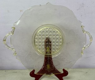 Yellow Depression Glass Double Handle Serving Platter