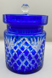 Godinger Cut Crystal Cobalt Blue Lidded Jar
