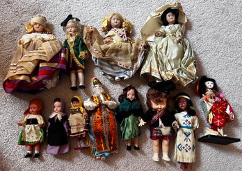 Lot Of Vintage Dolls From Around The World- 12 Pieces