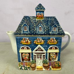 Preferred Stock Teapot 3 Story Blue Cottage Tea Pot