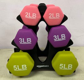 Amazon Basics Neoprene Workout Dumbbell Set With Stand