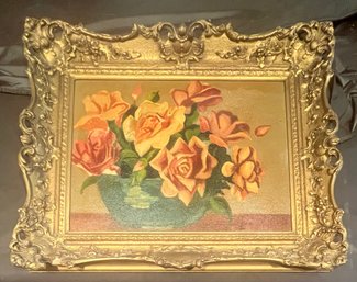 Floral Painting, Unsigned And Framed