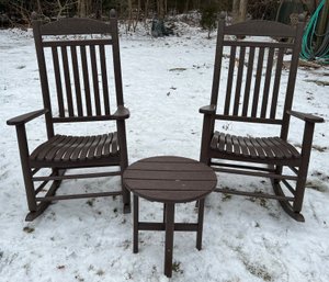 Polywood Rocking Chairs & Table - 3 Piece Lot