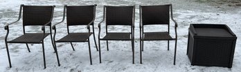 Resin Wicker Chairs & Suncast Storage Bin - 5 Piece Lot